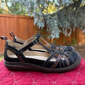 Jambu JBU Black & Brown Dove Strappy Mary Jane Flats Like New Women's Size 7.5